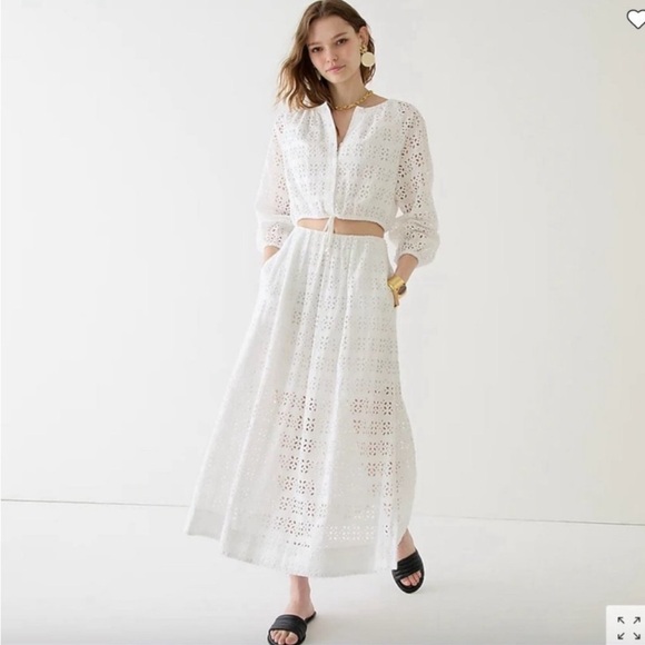 J. Crew Dresses & Skirts - J. Crew Linen-blend Maxi Skirt In Eyelet White 8